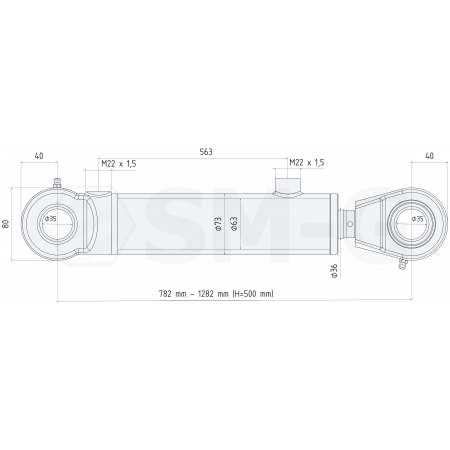 POLSKI SIŁOWNIK HYDRAULICZNY DWUSTRONNY TUR ŁADOWACZ PŁUG 500 CJ2F 63x36x500 U35 SKRAW-MET